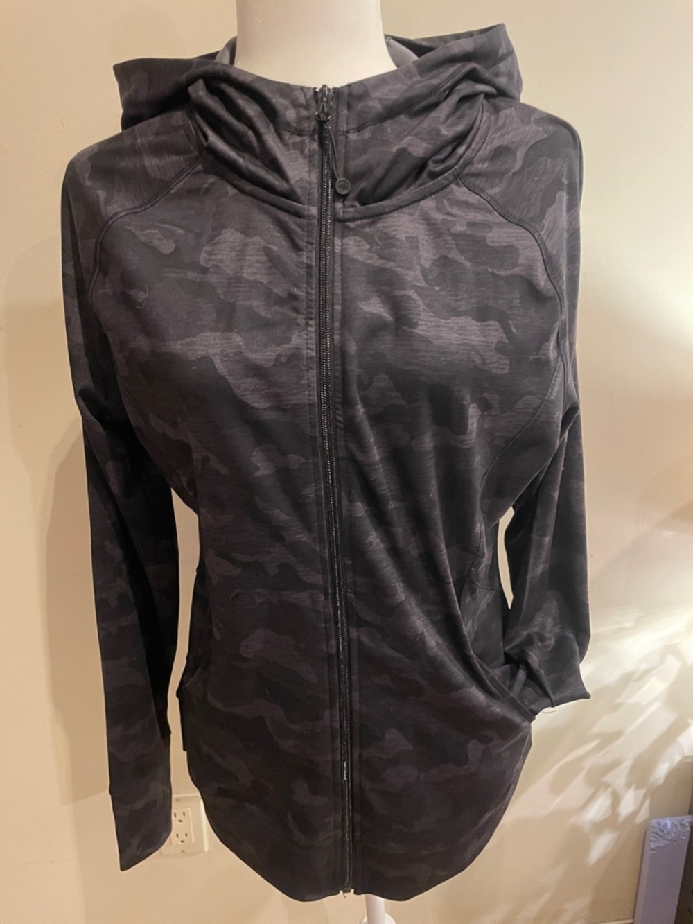 Women's Black Camo Zip-Up Hoodie